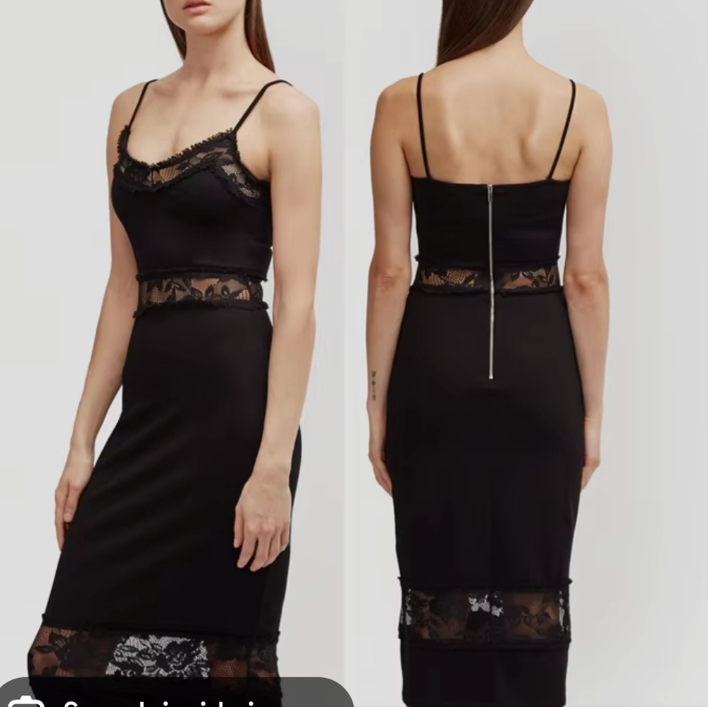 French Connection Black Lace Detail Dress
